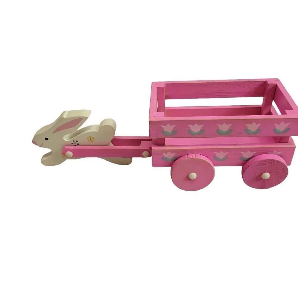 Wood Cart With Bunny Rabbit Handle - Picture 2 of 3